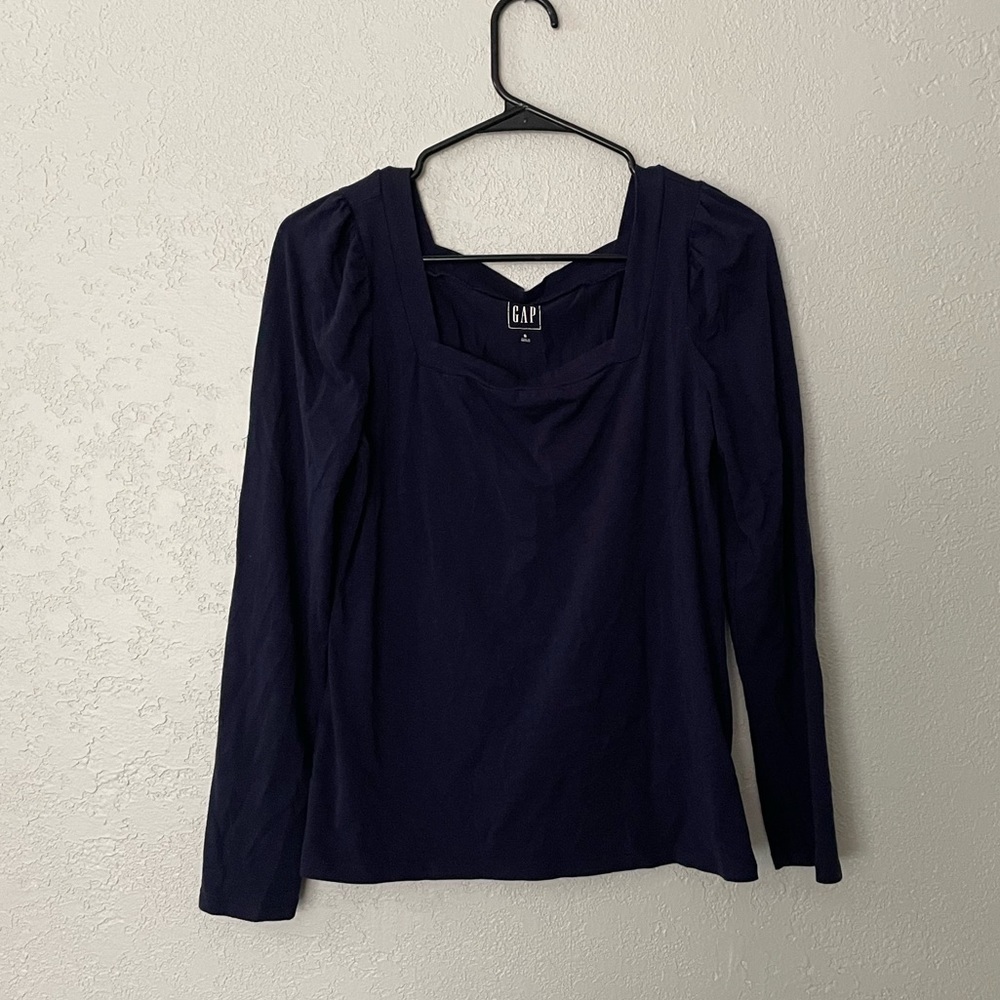 Gap navy blue long sleeve blouse